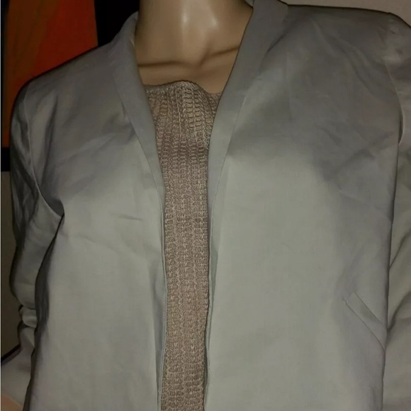 Eileen Fisher Bone Polished Ramie Stretch Shawl Collar Jacket Sz PM $338 NWT - Picture 4 of 11